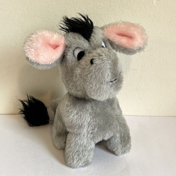 Vintage Dan Brechner Gray Donkey 6" Plush Stuffed Animal Toy Korea Nut Shells - Picture 1 of 11